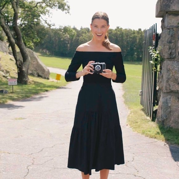 Tuckernuck Black Marissa off shoulder midi dress size S small - Picture 3 of 3